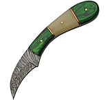Image of Damascus Hook Hunter Green Knife
