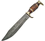 Image of Damascus Stag Bowie Damascus Fixed Blade Knife