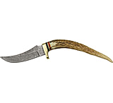 Image of Damascus Stag Tip Skinner Fixed Blade Knife w/ 8.25" Overall Length