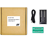 DNT Optics 18650 Flat Top Batteries w/ Charger, 2, P-18650-CH