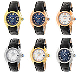 Image of Empress Anoinette Automatic Mother-Of-Pearl Leather-Band Watch w/Date