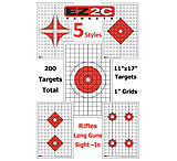 Image of EZ2C Targets 200 5 Rifle Style Targets, Red and Black Ink, 11x17in