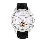Image of Heritor Automatic Arthur Semi-Skeleton Leather-Band Watch w/ Day-Date