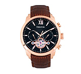 Image of Heritor Automatic Davidson Semi-Skeleton Leather-Band Watch