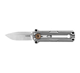 Image of Kershaw Cybernet, Folding Knife, Out the Front, Plain Edge, D2 Blade Steel, Satin Finish, Silver, Stainless Steel Handle, Sliding Button Lock, 2.4 Blade, 5.95 Overall Length, Includes Pocket Clip
