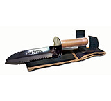 Image of Teknetics DIGGER Digging Knife, Sheath &amp; Patch, 7.5in Blade Length, Brown Rubber Handle, Black Blade