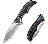 Image of We Knife Co Ltd Tighe Down Flipper &amp; Thumb Stud &amp; Button Lock Knife Polished Gray Orange Peel Textured Titanium Integral Handle With Rose Carbon Fiber Inlay