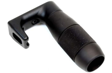 Image of A3 Industries Compact Shorty Vertical Grip w/ Integrated Handstop, 90 Degree, 3.00in Knurled Aluminum Grip, Polymer Base, Black, VFG-117