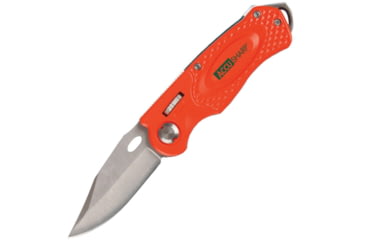 Image of AccuSharp Wheel Lock Folding Knife, 4.25in Closed, 2.5in Satin SS Clip Point Blade, Orange Aluminum Handle, Glass Breaker, Pocket Clip, 709C