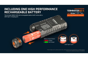 Image of Acebeam EDC Terminator M2-X Flashlights, Li-Ion Battery, 3200 Lumens w/RGB, Grey, M2-X