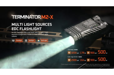 Image of Acebeam EDC Terminator M2-X Flashlights, Li-Ion Battery, 3200 Lumens w/RGB, Grey, M2-X