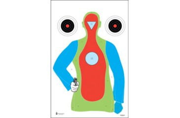 Image of Action Target B-21E High Visibility Fluorescent Silhouette w/Handgun Indoor Target 100 Per Case, Black/Orange/Blue/Green, 23in x 35in, PR-B21E-100