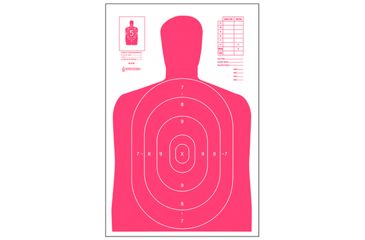 Image of Action Target High Visibility Fluorescent B-27E Indoor Target 100 Per Case, Red, 23in x 35in, B-27E-RD-100