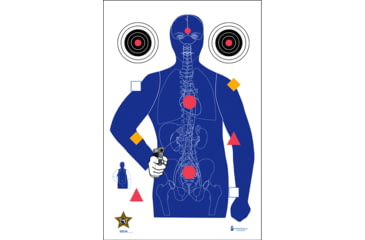 Image of Action Target SSO-99 Modified B-21E Target w/Human Anatomy, Pack of 100, Blue/ Yellow/ Red/ Black, SSO-99