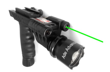 Image of ADE Advanced Optics HG03 Rifle Vertical Foregrip Grip Flashlight/Green Laser Combo Sight, Black, HG03