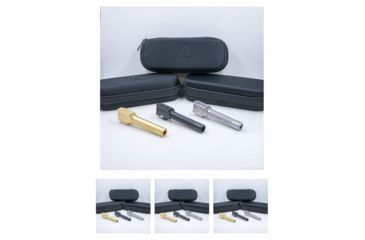 Image of Agency Arms Glock 19 Premier Line Match Grade Drop-In Threaded/Fluted Barrel, Black, DLC, Gold, Stainless Steel
