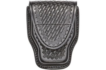 Image of Aker Leather Model 508 Handcuff Case, Small, Hidden Snap, Basketweave, Black, A508-BW-HS