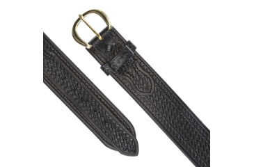 Image of Aker Leather Model B06 2.25inch Leather Lined River Belts, 50 in, Chrome Snap, Basketweave, Black, B06-BW-50-CH