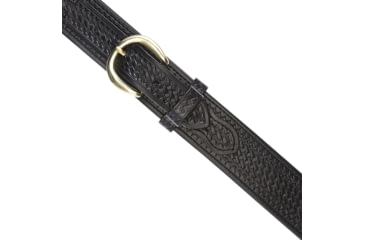 Image of Aker Leather Model B06 2.25inch Leather Lined River Belts, 50 in, Chrome Snap, Basketweave, Black, B06-BW-50-CH