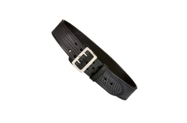 Image of Aker Leather Model B03 2.25inch Half Leather Lined Sam Browne Belts, Brass Snap, 32 in, Basketweave, Black, B03-BW-32-BR