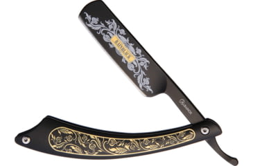 Image of Albainox Rainblack Straight Razor Folding Knife, 4.25 black finish stainless blade, Black stainless handle, 18500