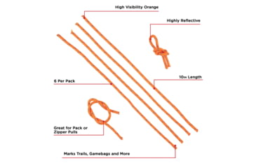 Image of Allen 10 inch Highly Reflective Flagging Cords, 10in, Orange, 6 Pack, 456
