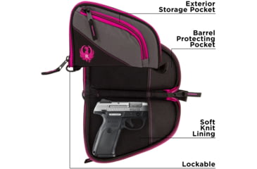Image of Allen Ruger Tucson Womens Handgun Case, Black/Orchid, 8in, 27409
