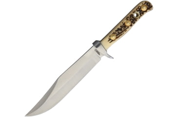 Image of American Hunter Bowie Knife, 6.5 satin finish stainless clip point blade, Imitation stag handle, AH017 / PUMA