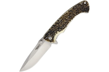 Image of American Hunter Linerlock A/O Imitation Stag Folding Knife, 3.25 satin finish stainless blade, Imitation stag handle, SK17028