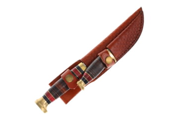 Image of American Hunter 5.25in/3.5in Twin Hunter Set, Satin SS Blades, 10in Skinner w/ 5.25in Blade, 7in Skinner w/ 3.5in Blade, Stacked Leather/Pakkawood Handle, Leather Sheath, AH028