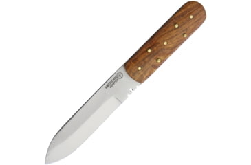 Image of American Hunter Utility Fixed Blade Knife, 8.63in Overall, 4.75in Satin SS Blade, Rosewood Handle, Wire Stripping Notches, Brown Leather Belt Sheath, AH019 / SM1031