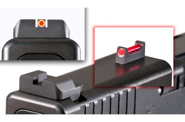Image of AmeriGlo Fiber Night Sight Glock 17,19,22,23,24,26,27,33,34,35,37,38,39, Red Fiber Front w Lumi Outline, Black Rear GL-453