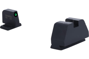 Image of AmeriGlo Smith &amp; Wesson Pistol Front Sight, Green Tritium Black Outline .378in FRONT, Black .492inREAR, Smith &amp; Wesson, SW-809