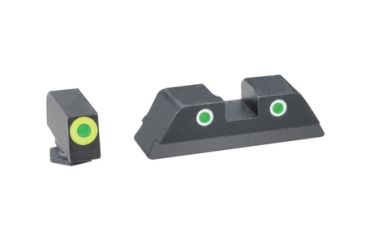 Image of Ameriglo Tritium Front/Rear Combo Sights Green Dot White Outline Rear And Green Dot LumiLime Outline Front For Glock 42