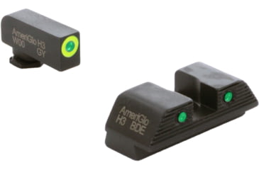 Image of AmeriGlo Trooper Sets for Walther PDP w/Green Tritium LumiGreen Outline Front/ Green Tritium Black Outline Rear, WA-819