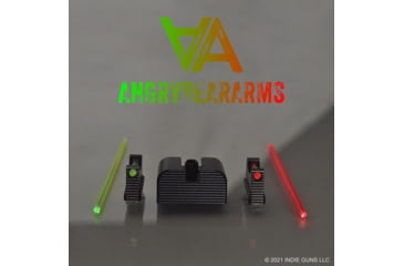 Image of Angry Bear Arms Glock Bear Bones Fiber Optic Pistol Sights, Tall Profile, Serrated, Small Frame, Black, ABA131