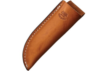 Image of Anza Blue/Black Fixed Blade Knife, 7.25in Overall, 3.5in Stainless Steel Tanto Blade, Black/Blue Wood Handle, Brown Leather Belt Sheath, JWKR1 BLU/BK