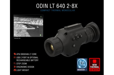 Image of ATN ODIN LT 640, 2-8x25mm Compact Thermal Viewer Sensor, Multiple Patterns &amp; Color Options Reticle, Black, TIMNODN625X