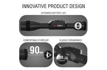 Image of ATN Thor 5 LRF 2-16x 640x480 12 Micron Smart HD Thermal Rifle Scope, 30mm Tube w/ Gen 5 Sensor, Multiple Patterns &amp; Color Options Reticle, Black, TIWST5625LRF