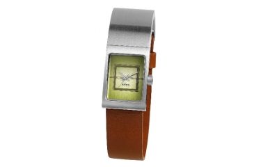 Image of Axcent Freja Slim Watch, Brown Strap, Green Face, Silver Hands X47002-456