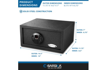 Image of Barska 0.46 Cubic Fit HQ100 Biometric Keypad Safe, Black, Small, AX12888