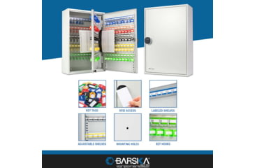 Image of Barska Adjustable Key Cabinet, RFID Lock, Gray, Medium, CB13716