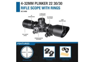 Image of Barska Plinker-22 4x32mm 1 inch Tube Rifle Scope, Second Focal Plane
