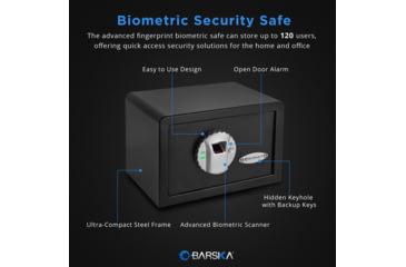 Image of Barska Compact Biometric Gun Safe, Black, 12x8x7.75in w/ Motorized Lock AX11620