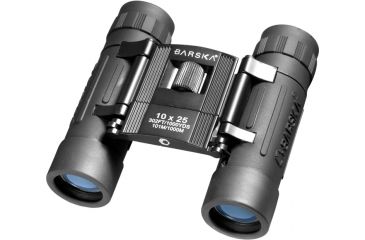 Image of Barska Lucid View 10x25 Compact Folding Roof BK-7 Prism Binoculars, Black - Clam Pack