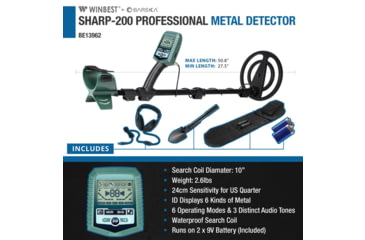 Image of Barska Sharp-200 Professional Metal Detector Field Kit, Black/Green, Medium, BE13962