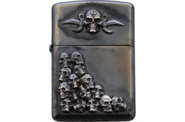 Image of Bastinelli Creations Skulls Zippo Lighter Single, 1.44 x 2.25, LIGHTER SKULLS BRONZE