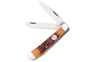 Image of Bear and Son Knives Large Trapper Folding Knife, 3.25in, 1095 Carbon Steel, Red Stag Bone Handle, CRSB54