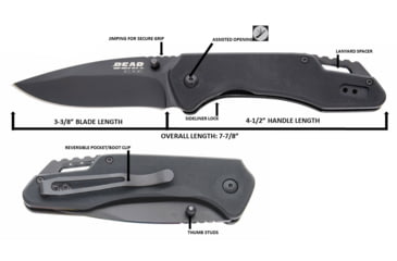 Image of Bear &amp; Son Cutlery Black G10 Drop Point Sideliner - Be502 - 61502