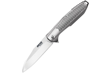 Image of Bear &amp; Son Cutlery Frame Lock Reverse Tanto Folding Knife, 4.25in Closed, 3.25in, 440 Stainless Steel, Satin Blade, Textured Stainless Steel Handle, 61125